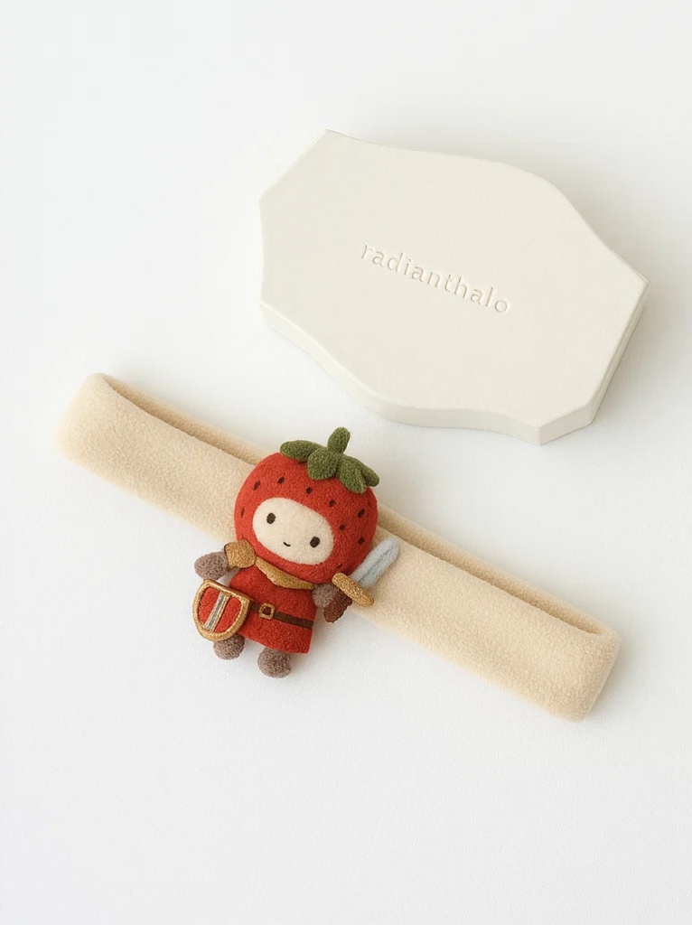Strawberry Knight Baby Headband with Doll