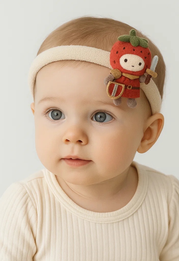 Strawberry Knight Baby Headband with Doll