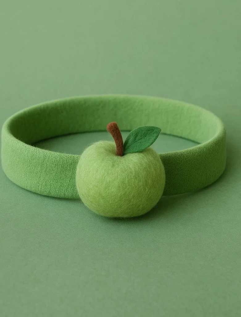 Rochie Verde pentru Bebeluș cu Bentiță cu Măr Verde