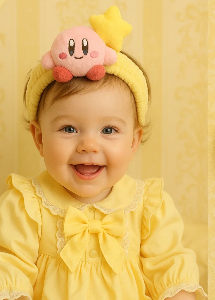 Adorable Kirby-Themed Soft Baby Headband for Cute Baby Outfits