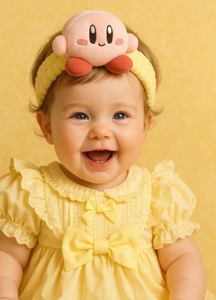 Soft Kirby-Themed Baby Headband to Complement Baby Outfits