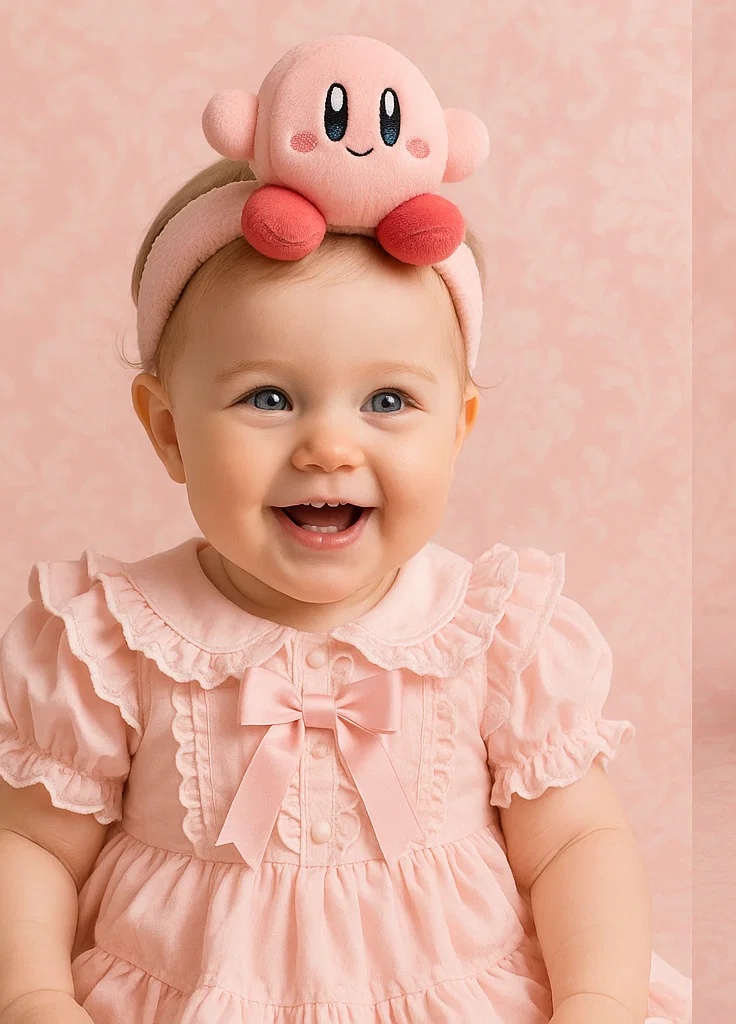 Star Kirby Baby Haarband mit rosa Kleid