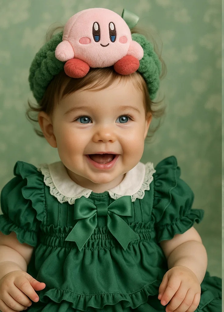 Adorable Kirby-Themed Soft Baby Headband for Cute Baby Outfits