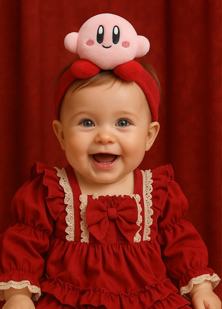 Cute Star Kirby Baby Headband with Red Dress