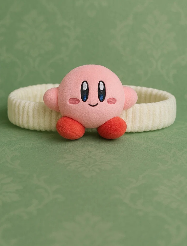 Star Kirby dětský čelenka s bílými šaty a plyšovou postavičkou