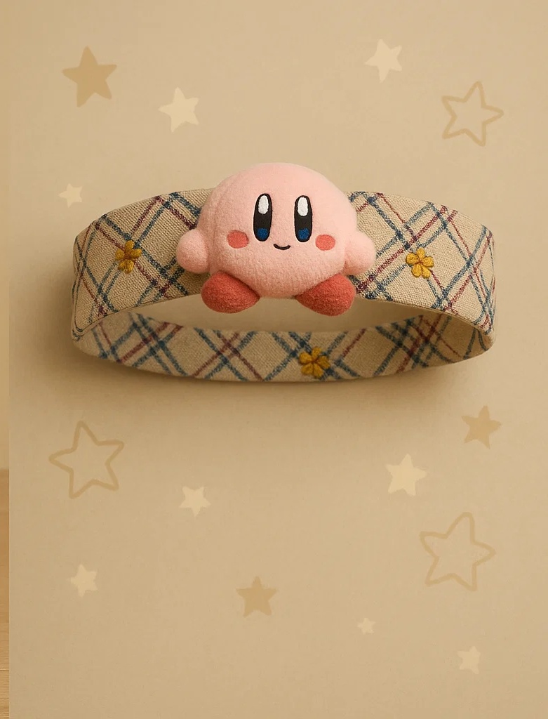Smart Star Kirby Baby Headband with Glasses and Plaid Skirt