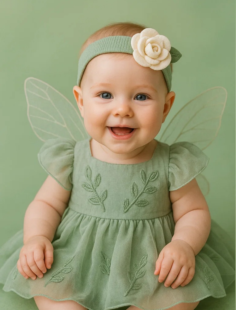 Robe de fée bébé avec bandeau à fleurs, idéale pour les photos et les fêtes