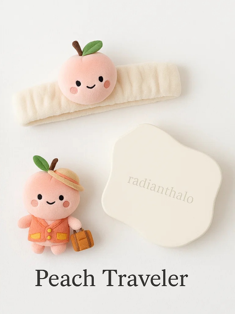 Peach Baby Headband with Luggage
