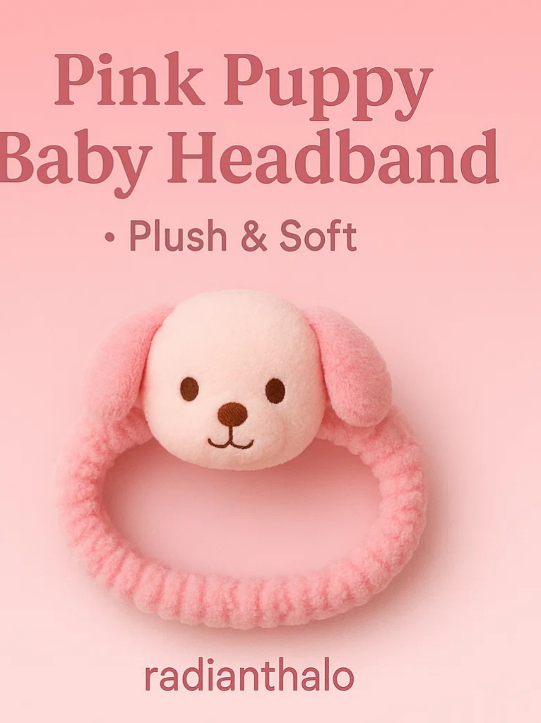 Pink Dog Baby Headband (Sleeping Baby)