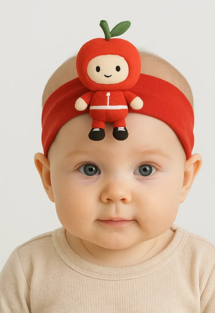 Red Apple Baby Headband with Racer Suit