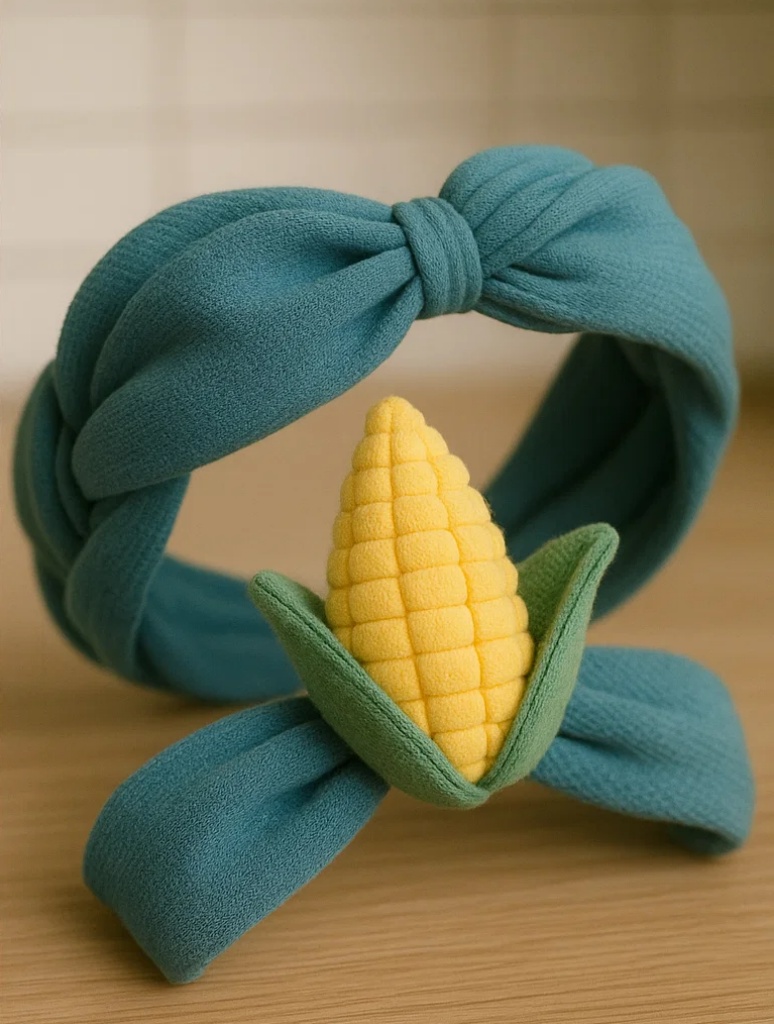 Diadema para bebé con tema de maíz y cara sonriente