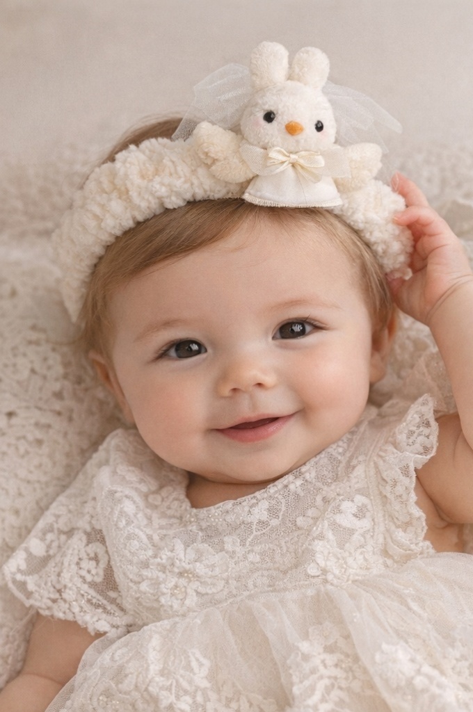 Soft Baby Headband with Bunny Decoration for Newborn Photos