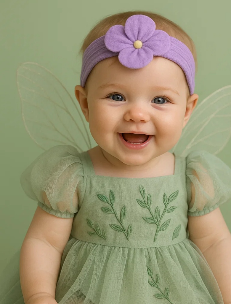 Faixa de cabelo para bebê com boneco de planta, ideal para fotos e festas