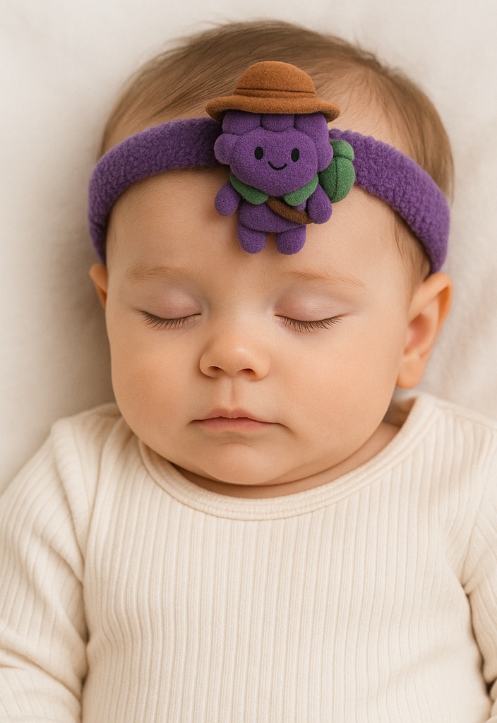 Premium Quality Plush Baby Headbands with Fun, Removable Fruit and Character Toys
