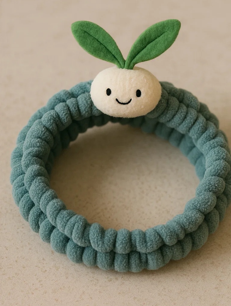 Diadema para bebé con tema de rábano y cara sonriente