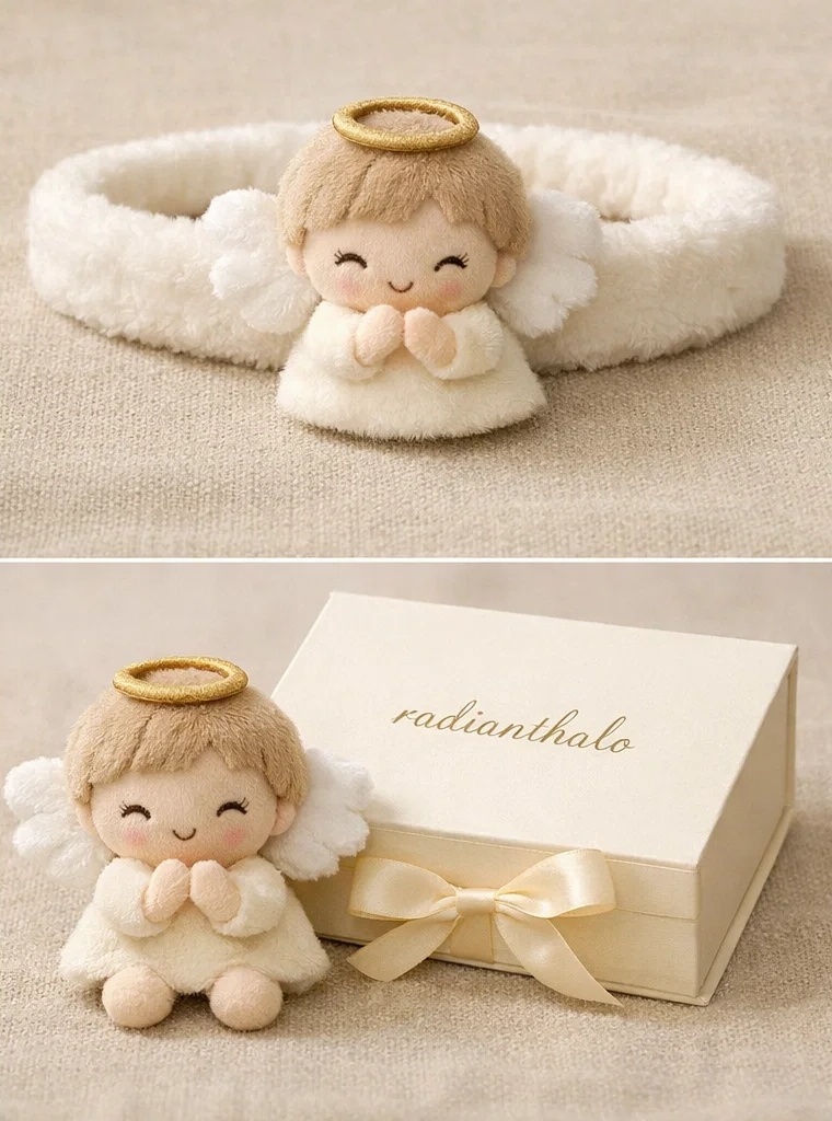 Angel Baby Headband with Heavenly Halo and Winged Angel for Baby Photos