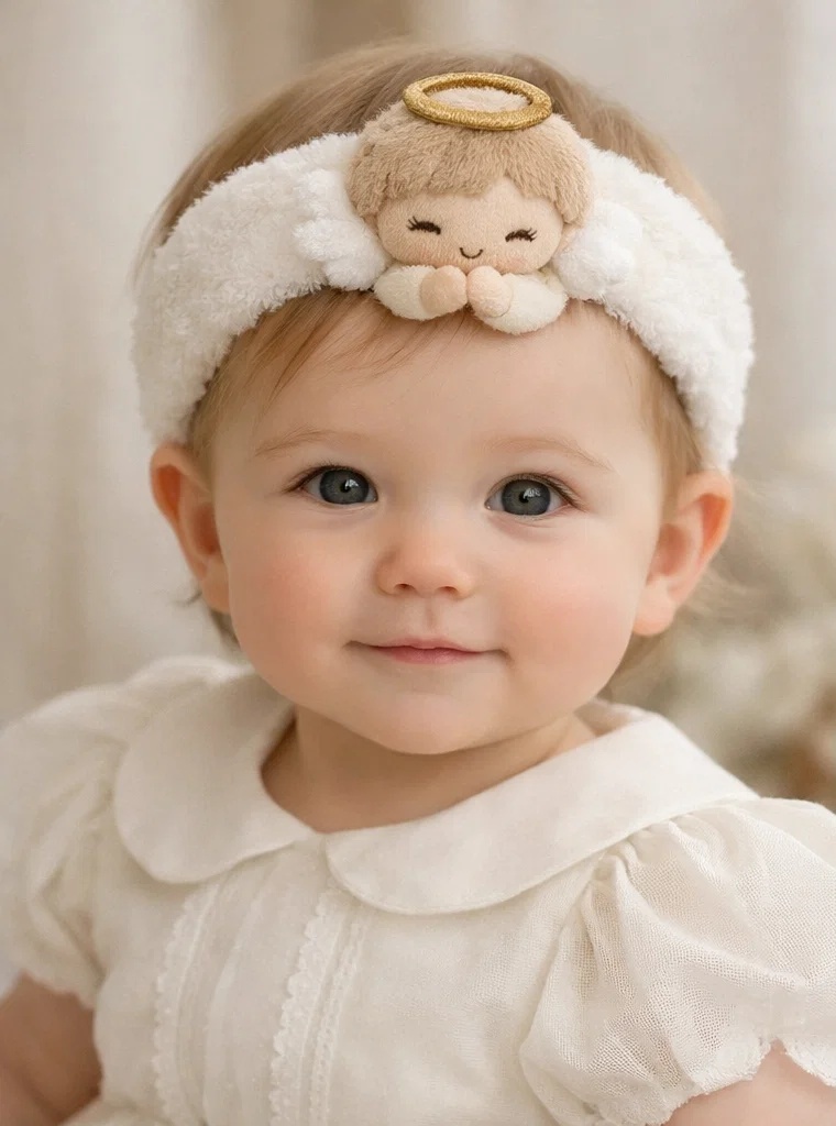 Angel Baby Headband with Heavenly Halo and Winged Angel for Baby Photos