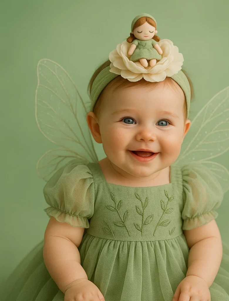 Diadema para bebé con muñeco de flor, ideal para fotos y fiestas