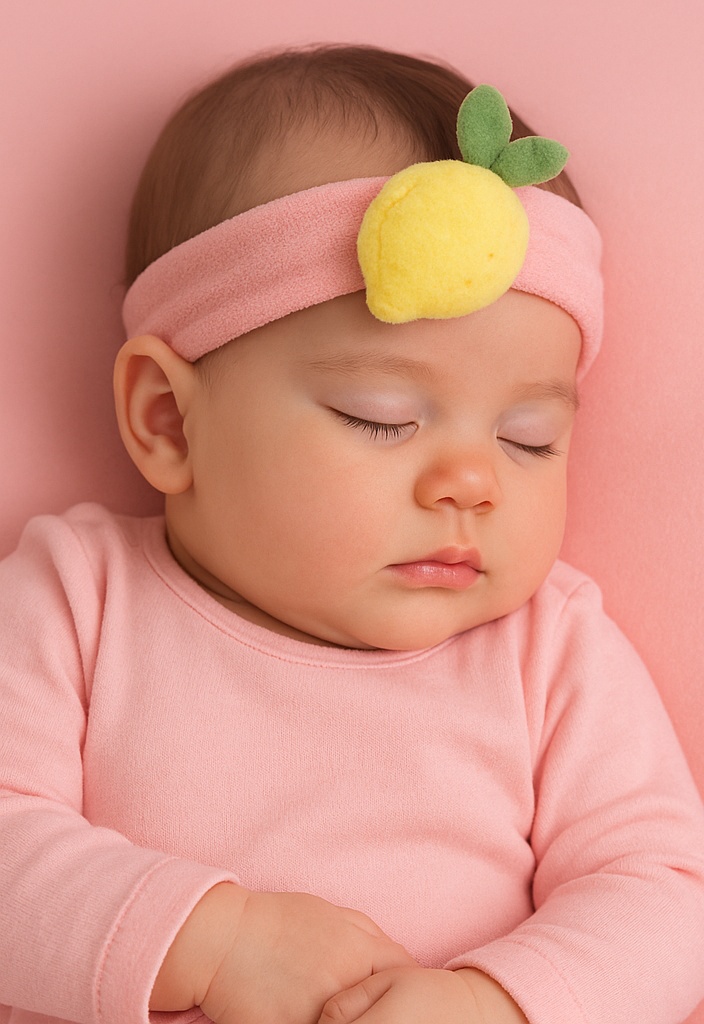 Lemon Plush Baby Headband – Soft Yellow Fruit Accessory for Newborn Photos