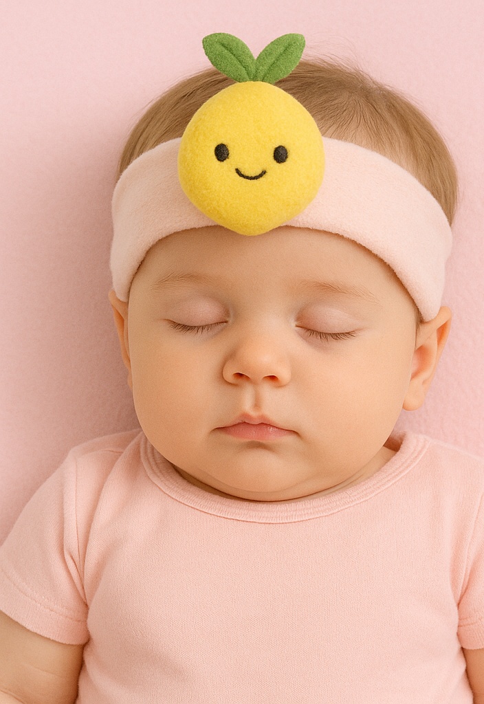 Smiley Lemon Baby Headband – Cute Plush Fruit Hairband for Newborns