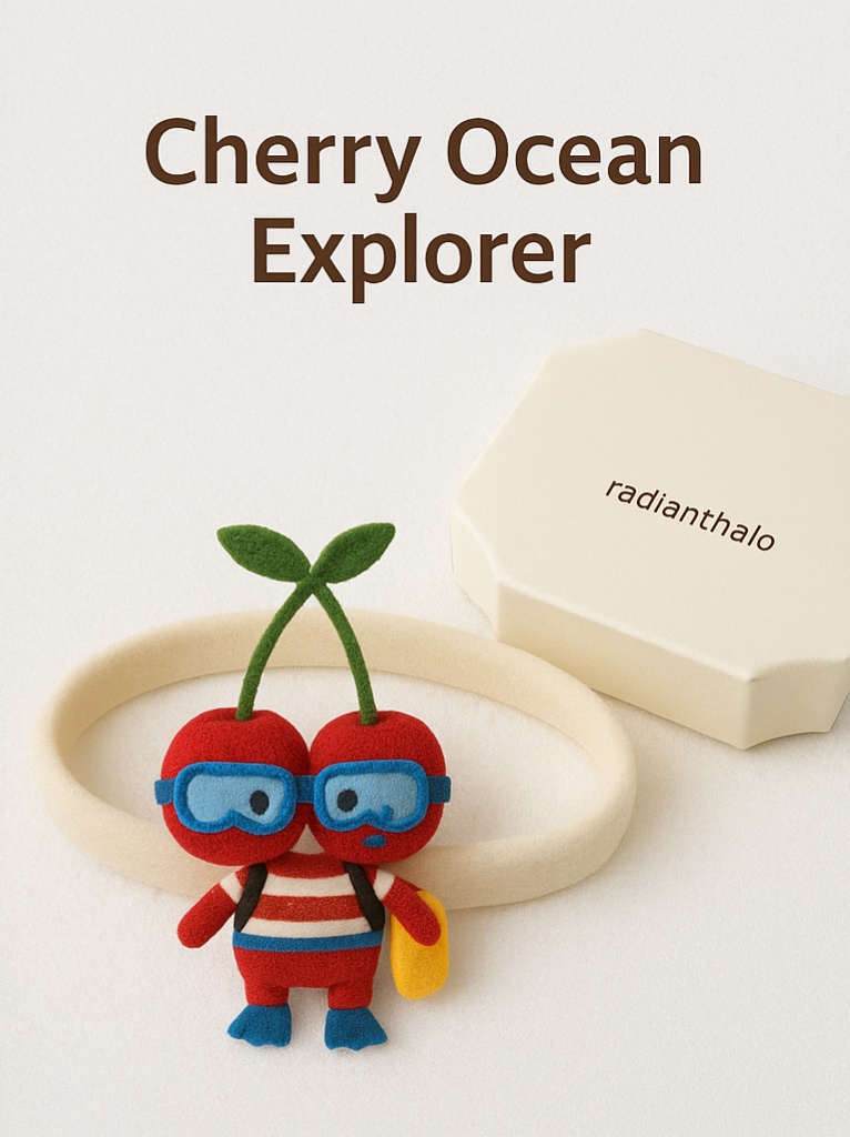 Cherry Ocean Explorer Baby Headband – Double Fruit Plush Accessory