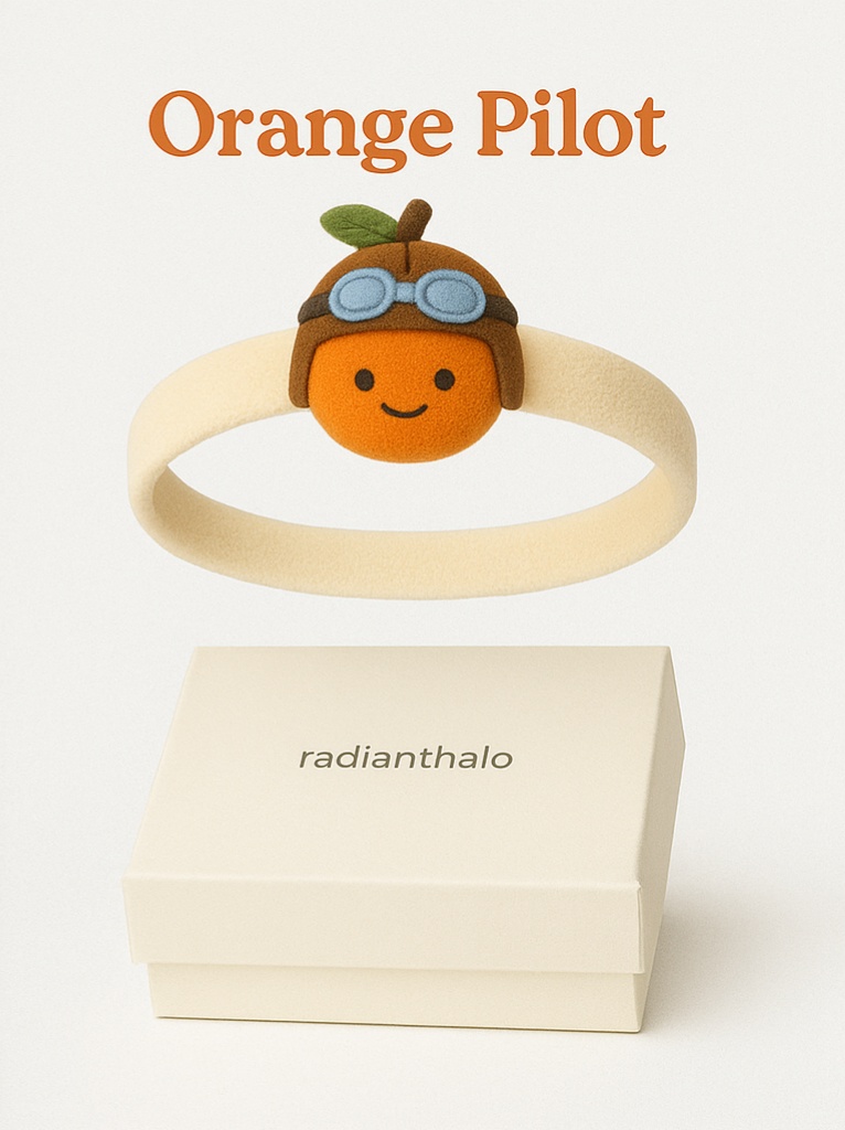 Orange Pilot Baby Headband – Cartoon Plush Fruit Aviator Design