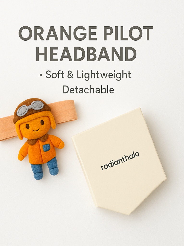 Orange Pilot Detachable Baby Headband – Soft Plush Aviator Toy