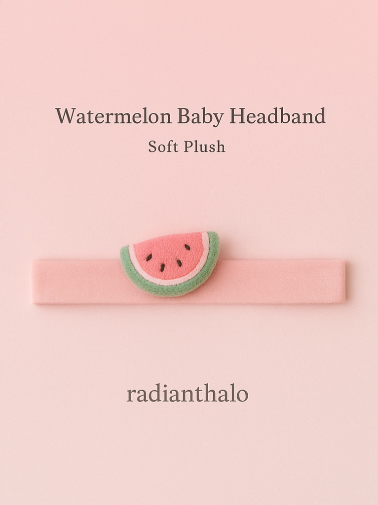Watermelon Plush Baby Headband – Soft Pink Fruit Hair Accessory