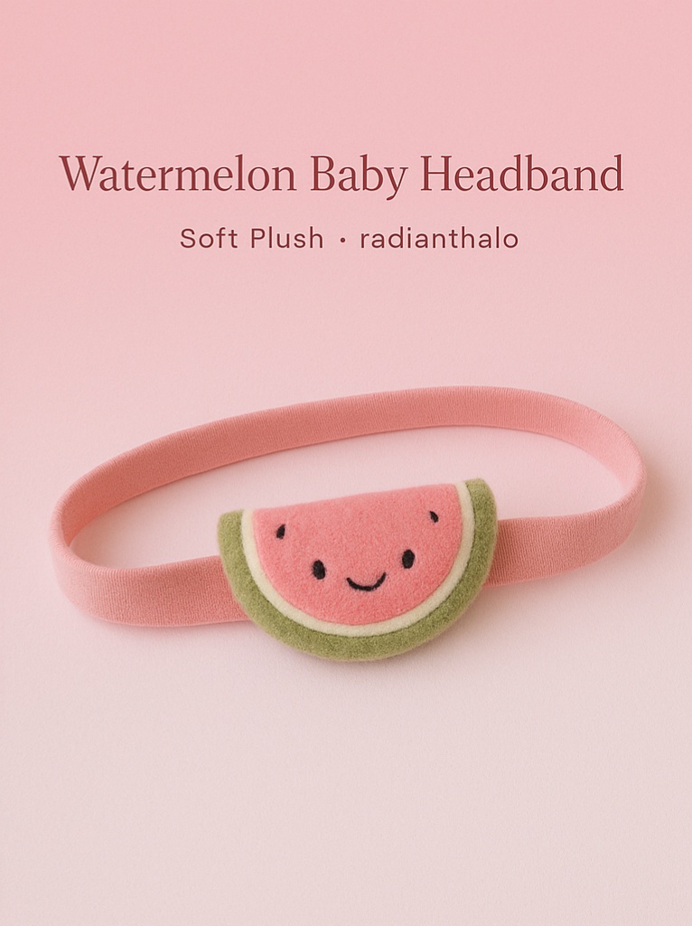 Watermelon Baby Headband – Plush Cartoon Fruit Hairband for Newborns