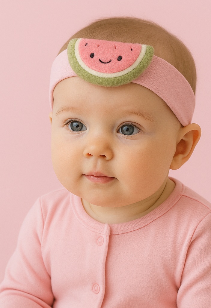 Watermelon Baby Headband – Plush Cartoon Fruit Hairband for Newborns