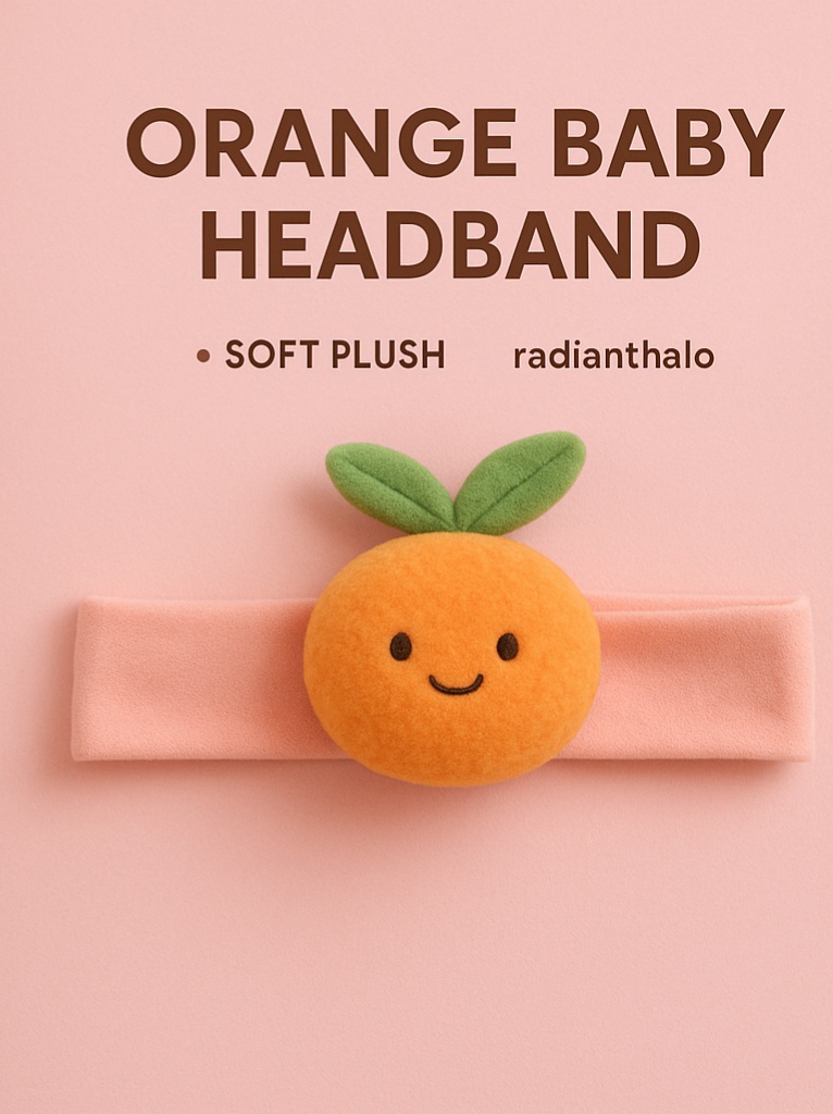 Orange Baby Headband – Soft Plush Cartoon Fruit Hairband