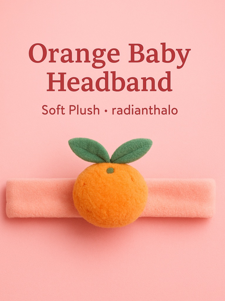 Orange Plush Baby Headband – Minimal Style Fruit Cartoon Hairband