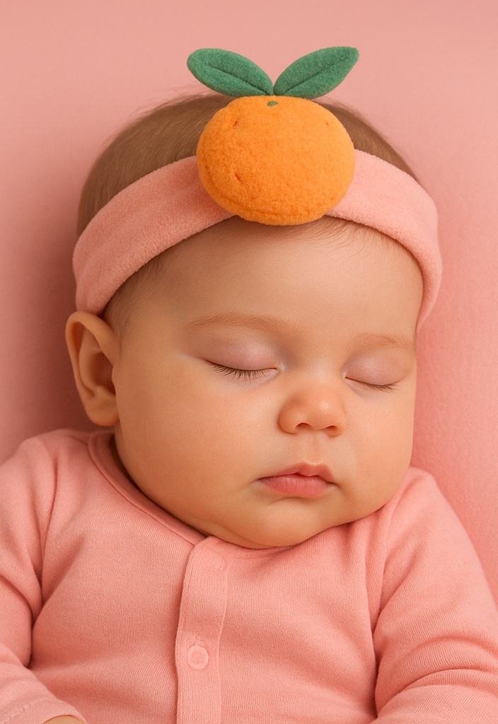 Orange Plush Baby Headband – Minimal Style Fruit Cartoon Hairband