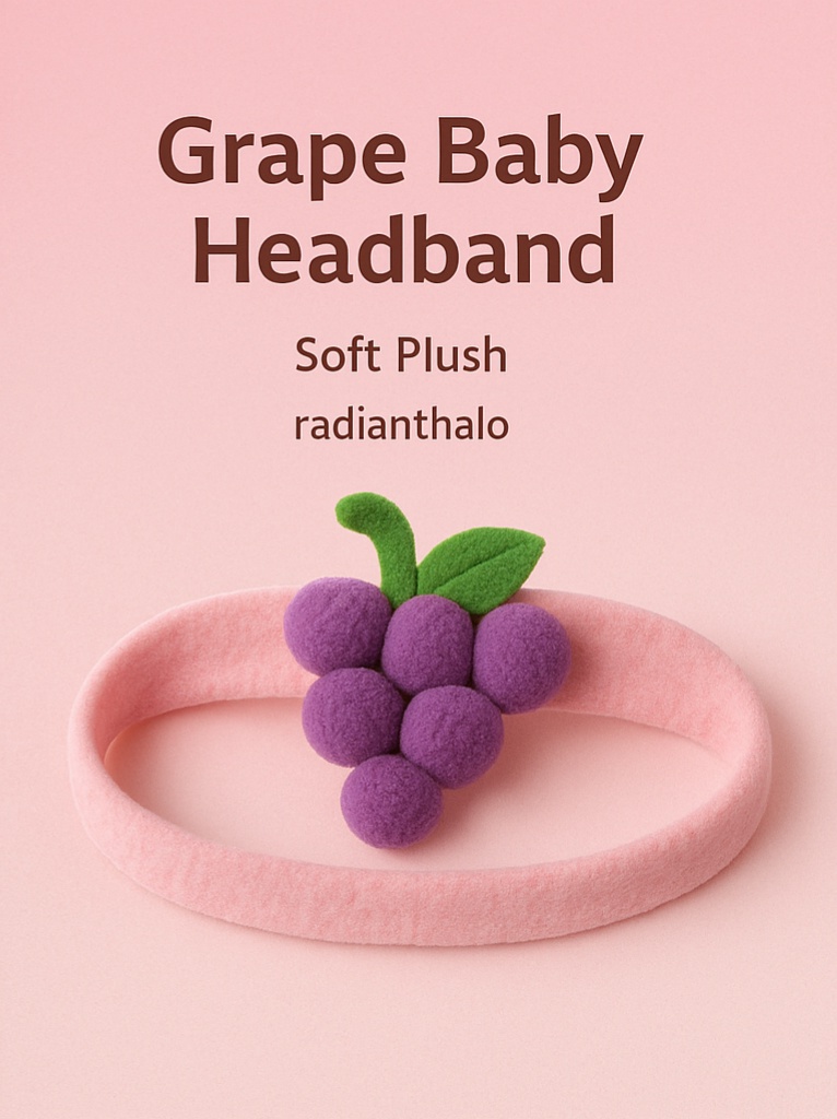 Grape Plush Baby Headband – Purple Fruit Cartoon Hairband for Girls & Boys