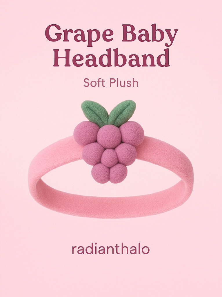 Grape Baby Headband – Classic Purple Plush Fruit Hairband