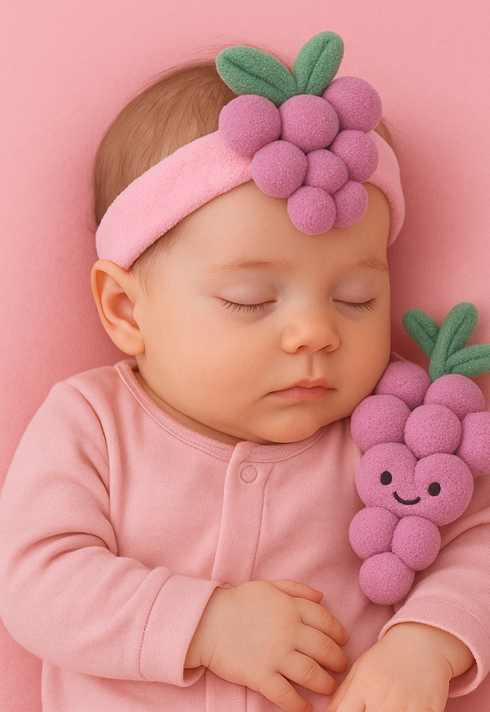 Grape Baby Headband – Classic Purple Plush Fruit Hairband