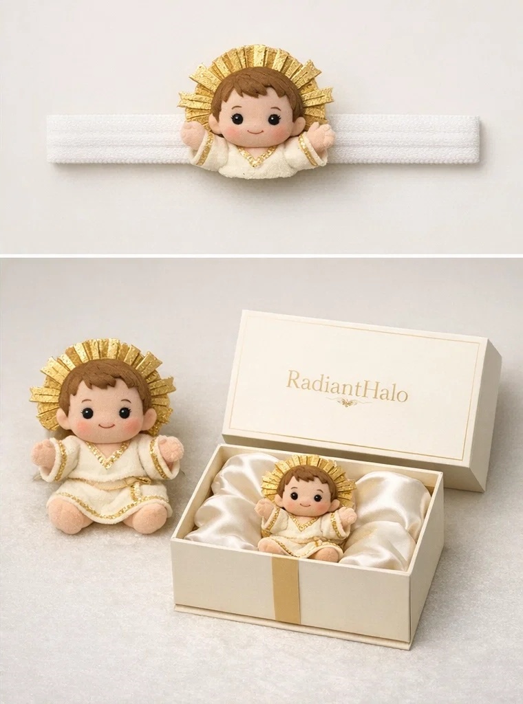 Holy Baby Jesus Headband with Golden Halo for Religious Photos