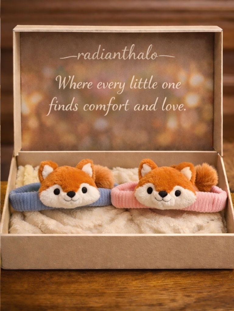 Cute Fox Plush Baby Headband – Soft Elastic Newborn Photography Hairband