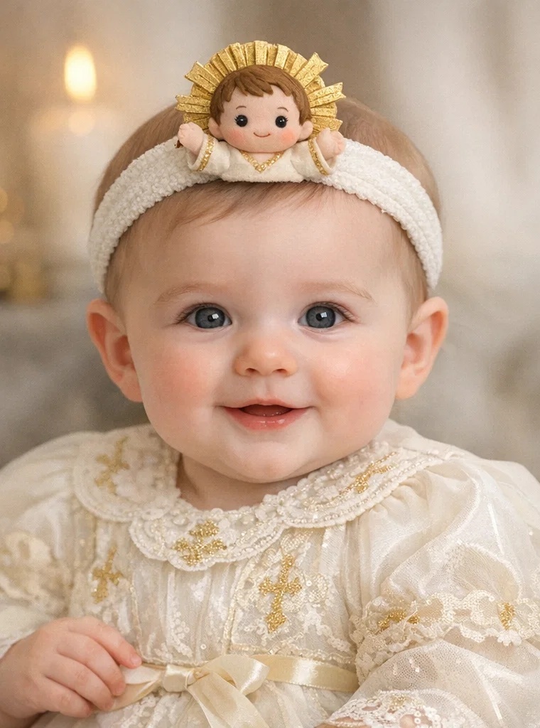 Holy Baby Jesus Headband with Golden Halo for Religious Photos
