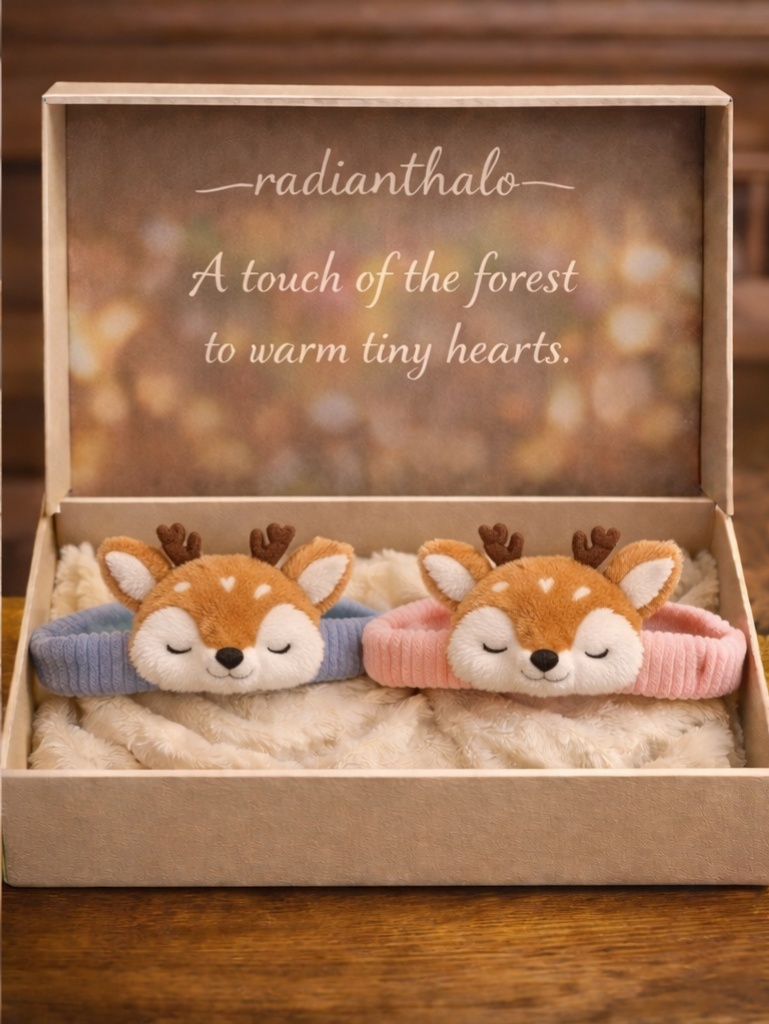 Cute Deer Plush Baby Headband – Soft Elastic Newborn Woodland Photo Prop