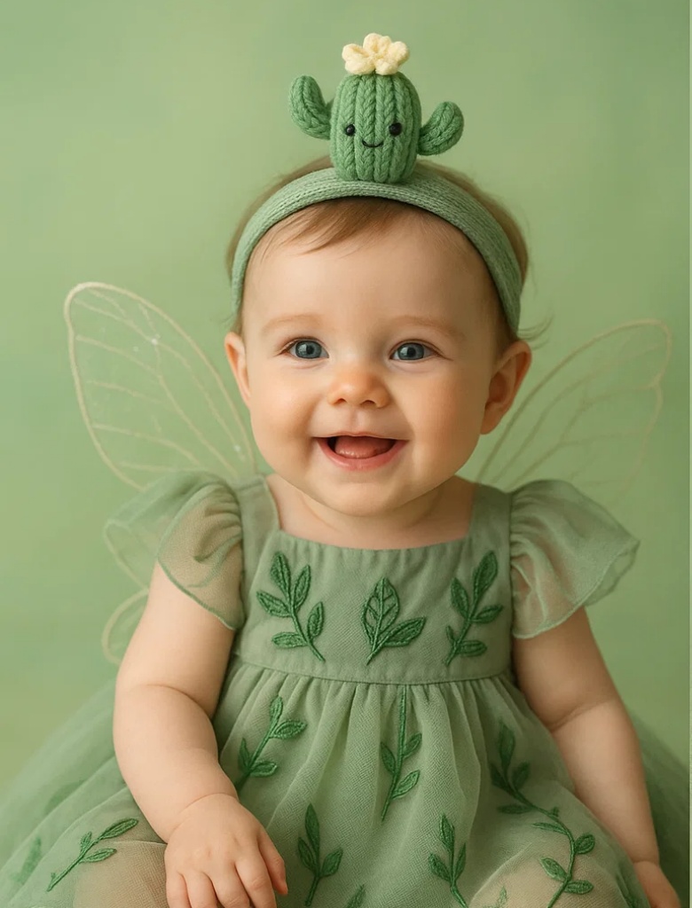 Faixa de cabelo bebê com cacto fofo – ideal para fotos