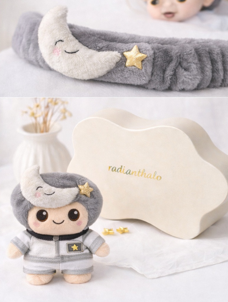Starry Baby Headband with Removable Plush Astronaut Characters