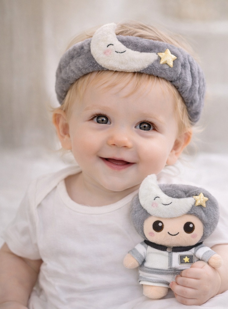 Starry Baby Headband with Removable Plush Astronaut Characters