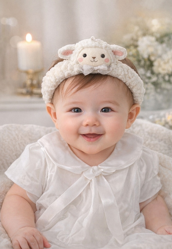 Lamb Baby Headband with Bow for Precious Baby Photos