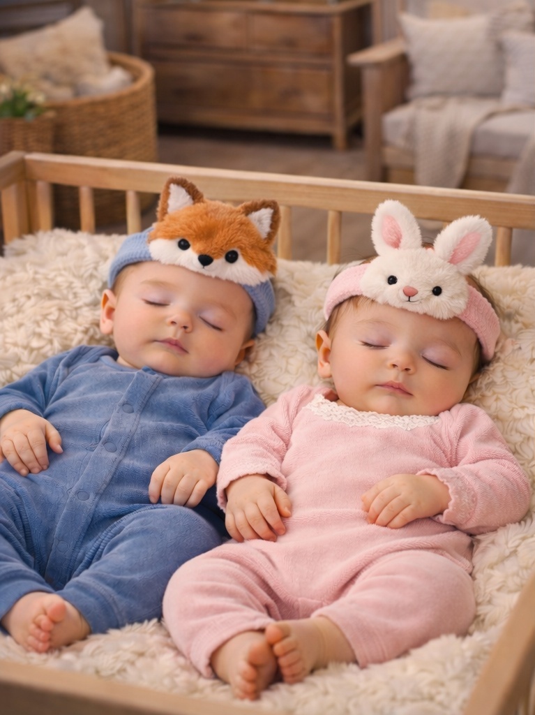 Fox & Rabbit Cartoon Baby Headband – Soft Elastic Newborn Photography Headwrap
