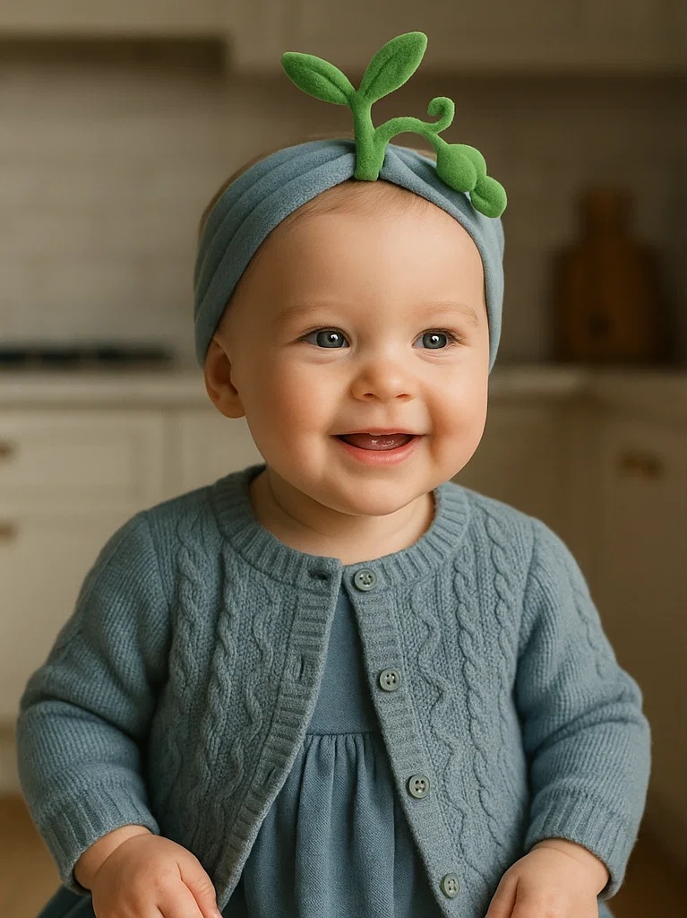 Sprout Baby Headband with Green Stems