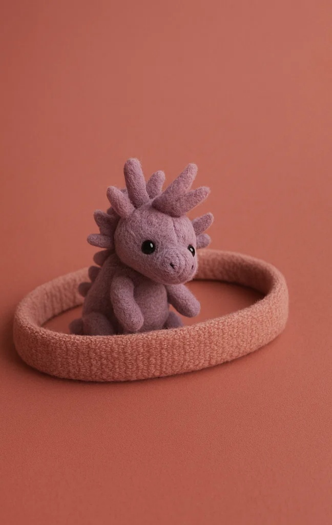 Soft Baby Headband with Cute Purple Dragon for Little Ones