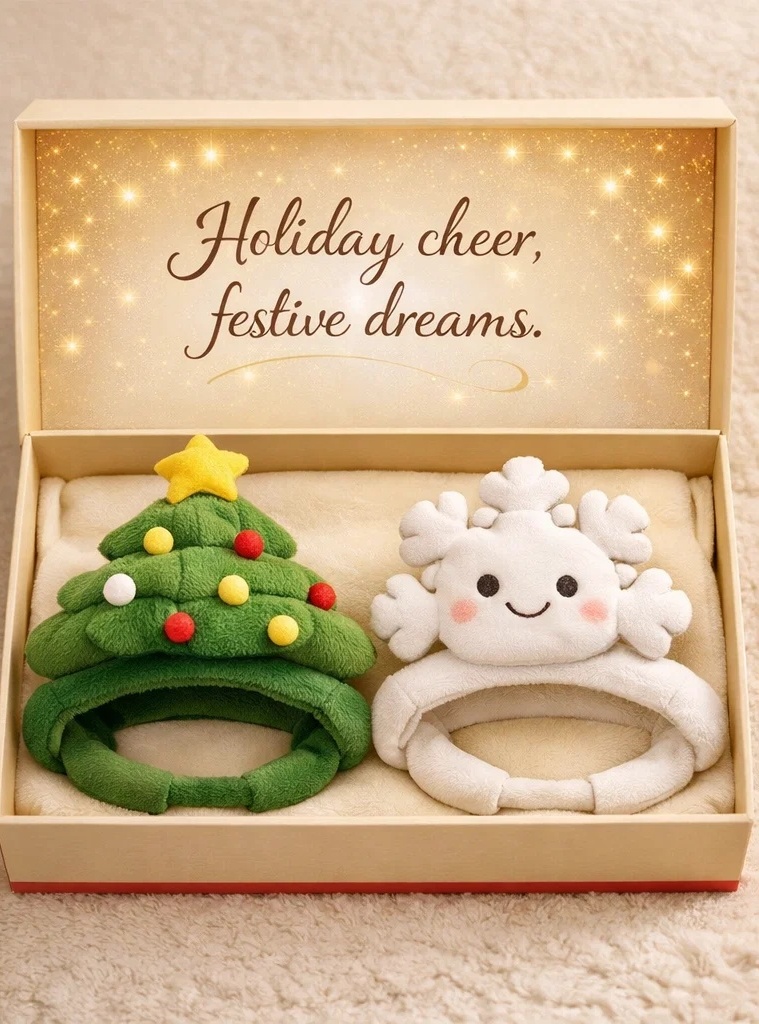 Holiday Cheer & Festive Dreams Christmas Headband Set - Soft Cotton for Babies