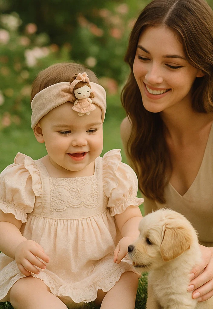 Bentiță frumoasă pentru bebeluși cu o păpușă de iepuraș adorabilă – perfectă pentru fotografii
