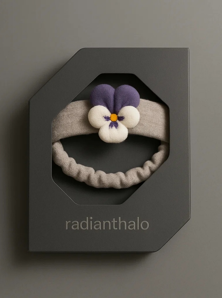 Tulip & Bird Baby Headband – Off‑White with Yellow Bloom
